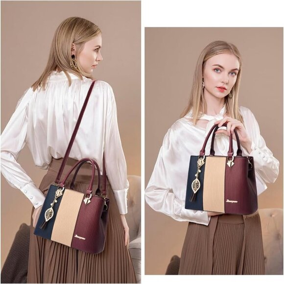 Purses and Handbags for Women Leather Tote Shoulder Bag Medium Satchel Purse Top - Picture 3 of 7